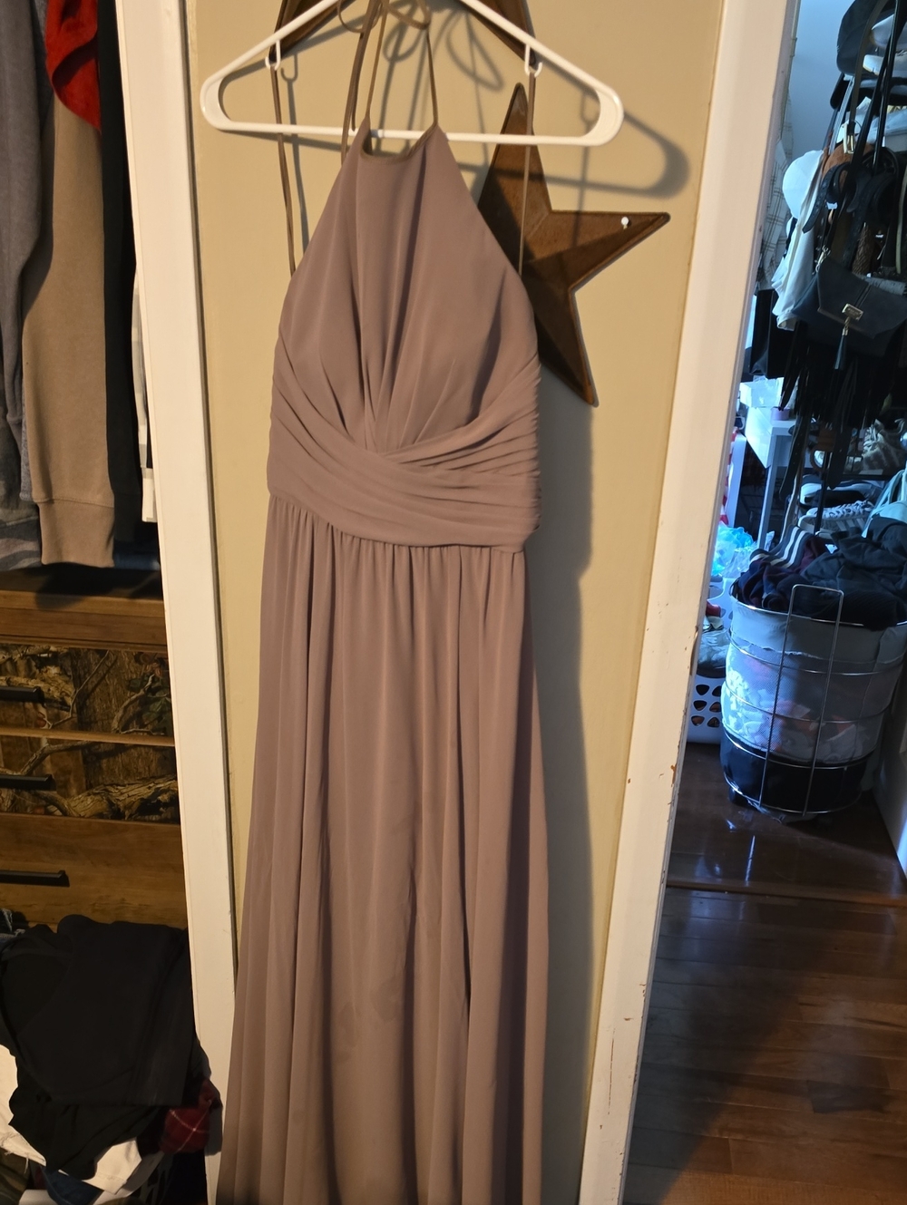 Amsale Halter Maxi Dress in Dusty Mauve